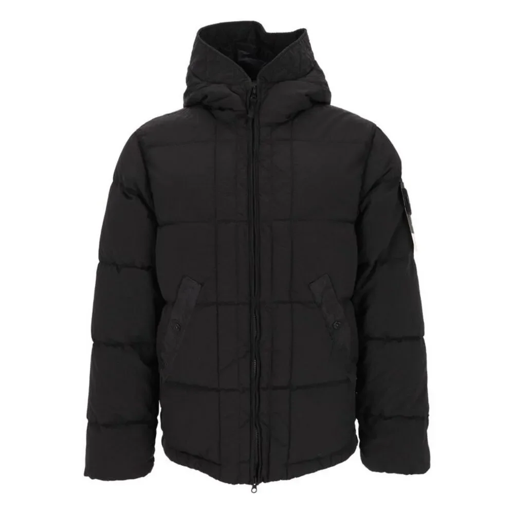 Stone Island Men Hooded Down Jacket In Nylon Metal Fabric